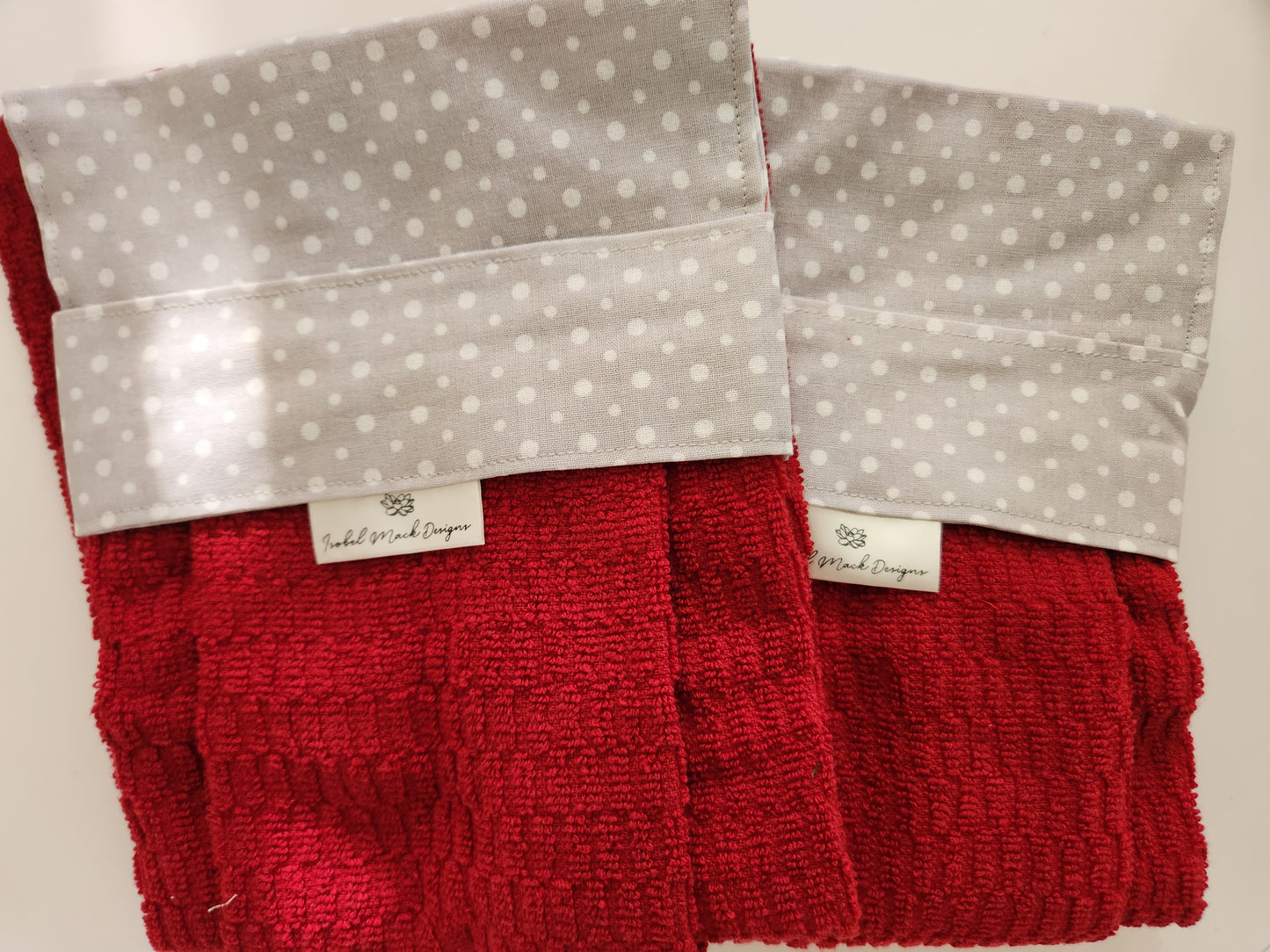 Grey and Red Handtowel Set